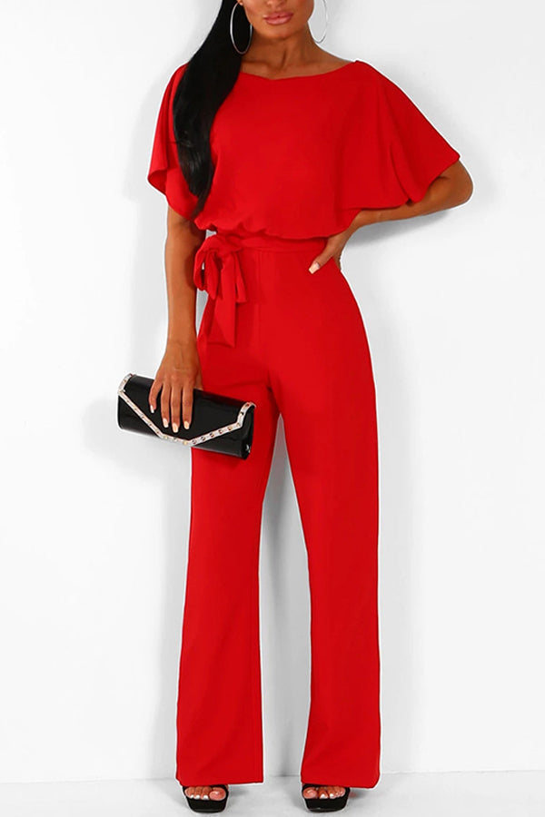 Cassia - Zomer knoopsluiting korte mouwen Jumpsuit