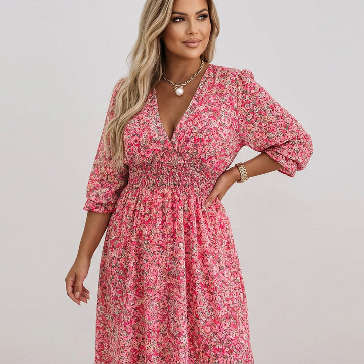 Linnea | Bloemen Puff Mouw Jurk