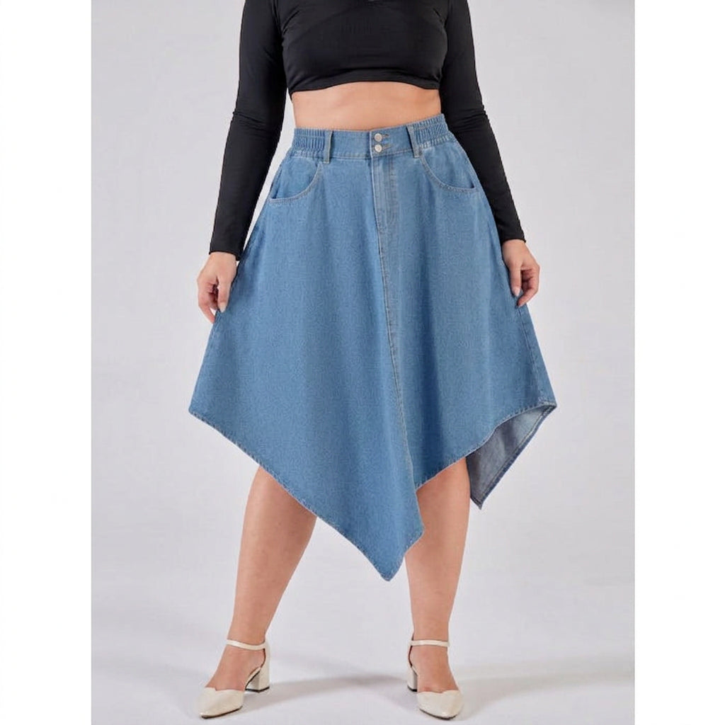 Rhea Irregulaire Denim Rok