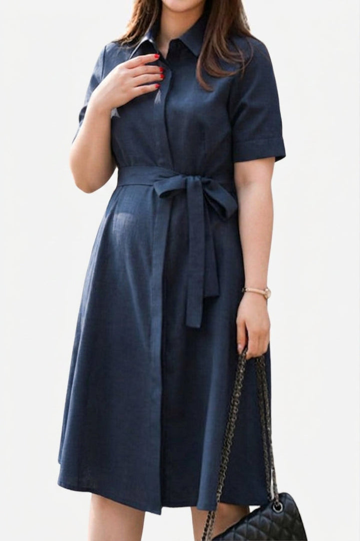 Cordelia - Marineblauwe Geknoopte Hemdress