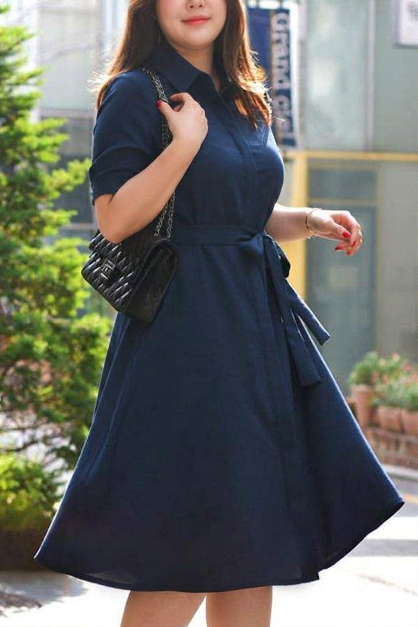 Cordelia - Marineblauwe Geknoopte Hemdress