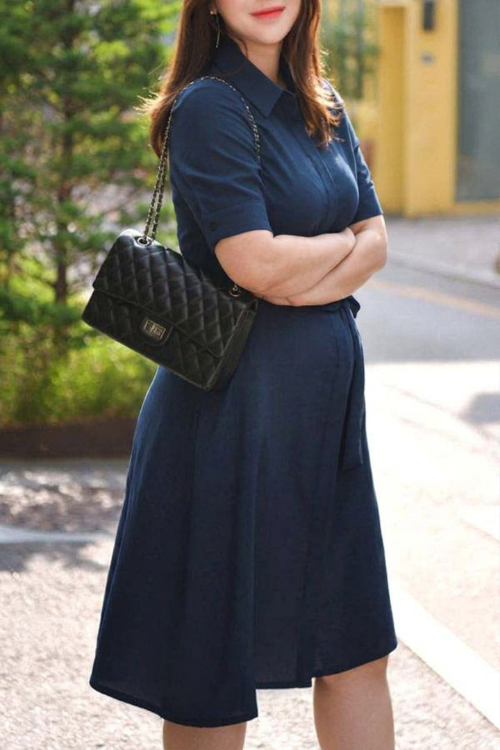 Cordelia - Marineblauwe Geknoopte Hemdress