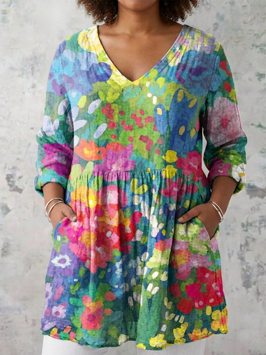 Soleil | Lange Blouse met V-hals