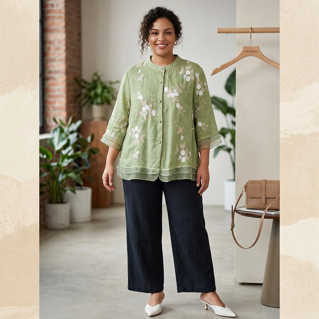 Noa - Pure Katoenen Geborduurd Shirt