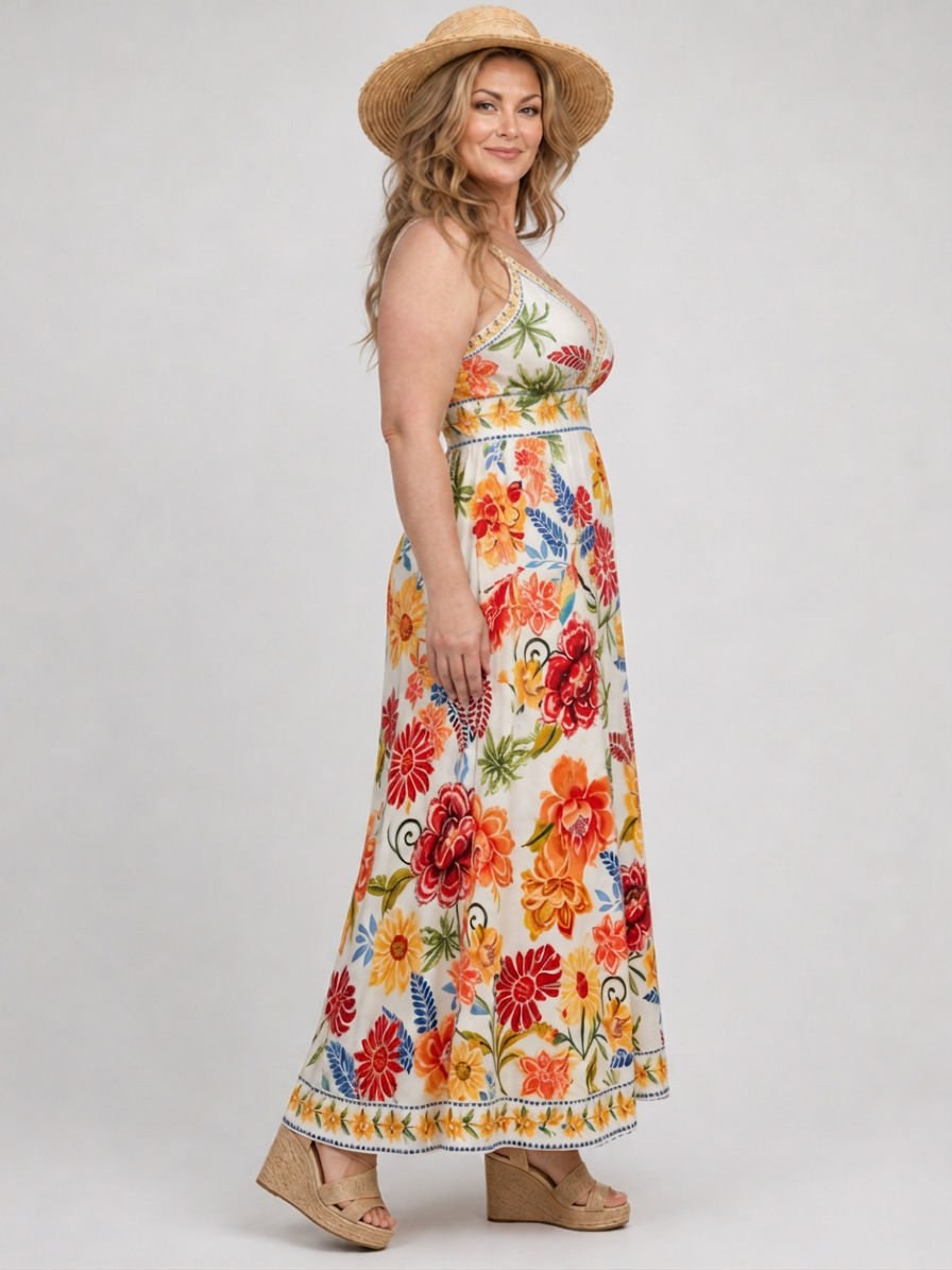 Calla | Mouwloze Empire Taille Midi Jurk