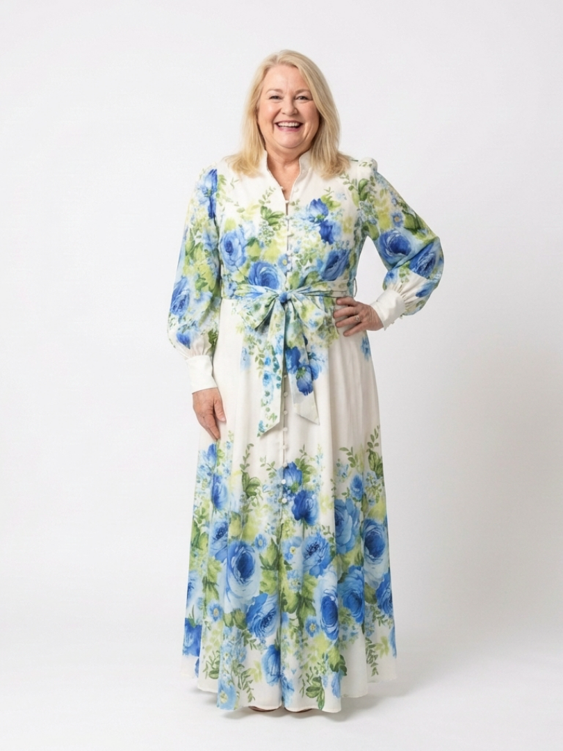 Laisa | Maxi-jurk met lange mouwen en bloemenprint