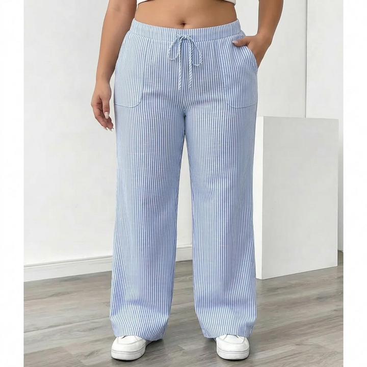 Saffraan | Gestreepte Broek Met Zakken