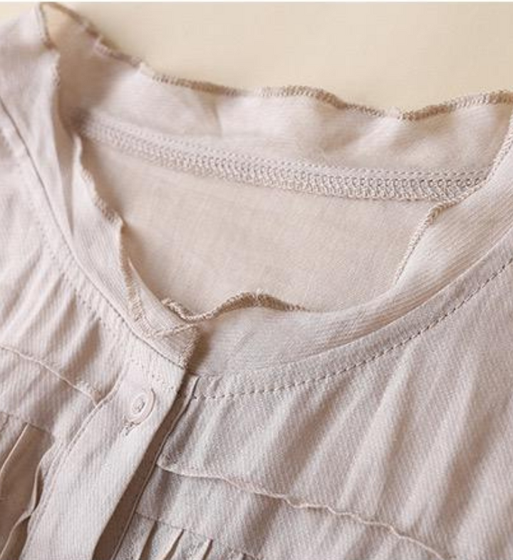Rhian - Katoenen Shirt Met Plisséwerk