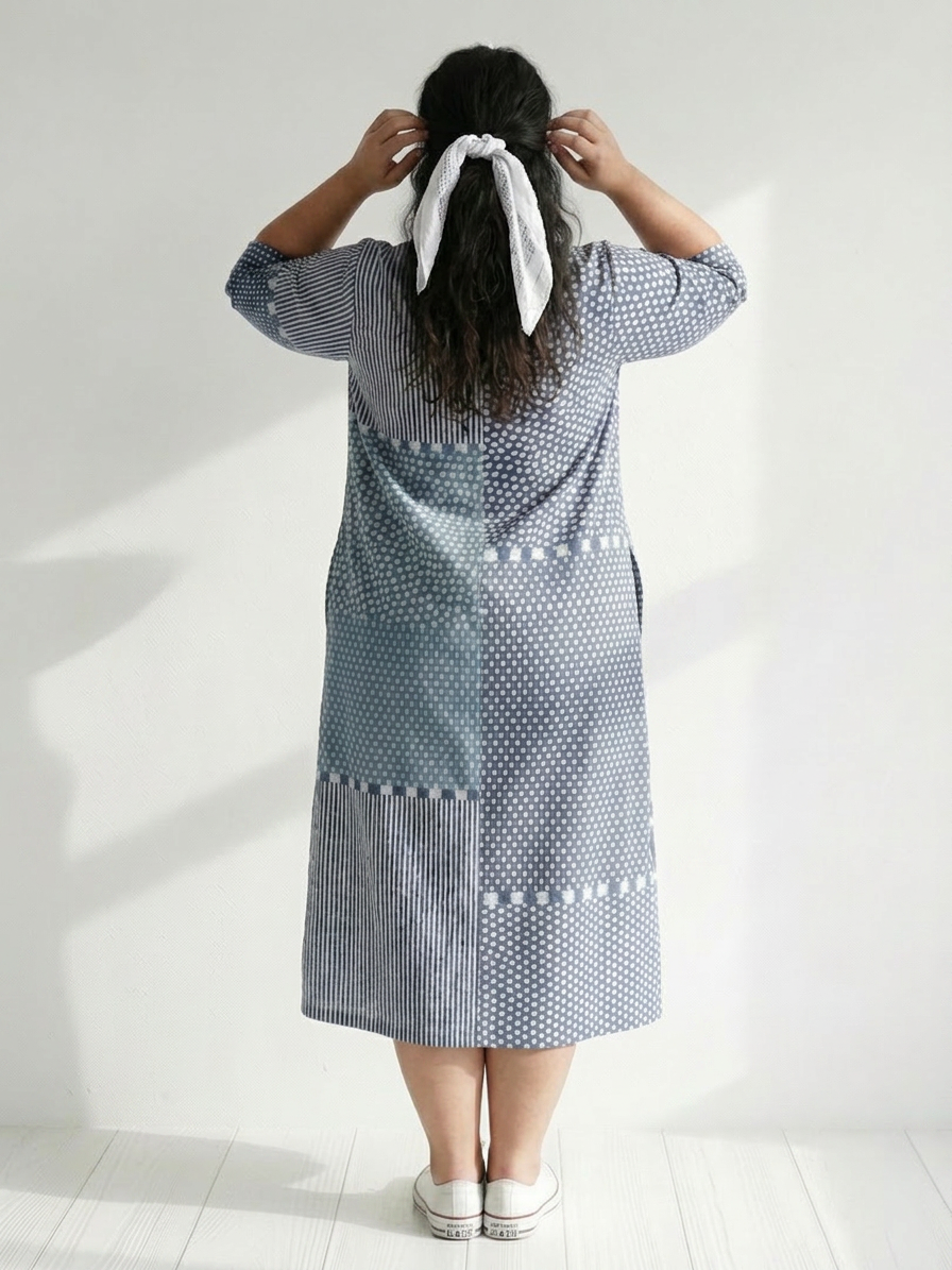 Theodora | Fit Patchwork Midi Jurk