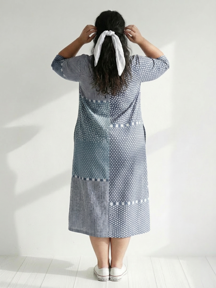 Theodora | Fit Patchwork Midi Jurk