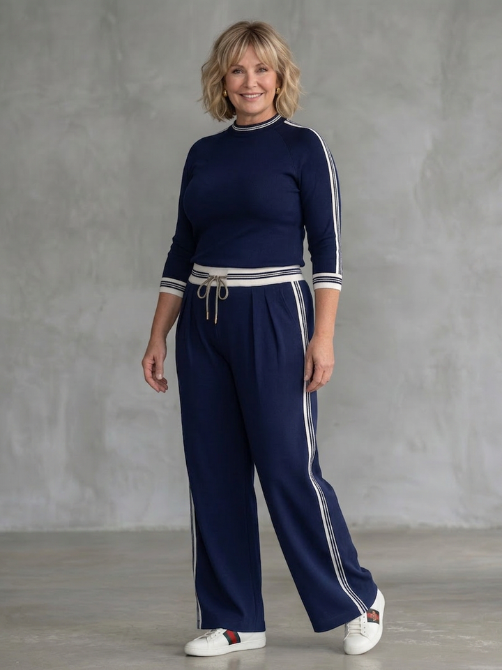 Alma | Fitted Lange Mouwen Top Brede Pantalon Set