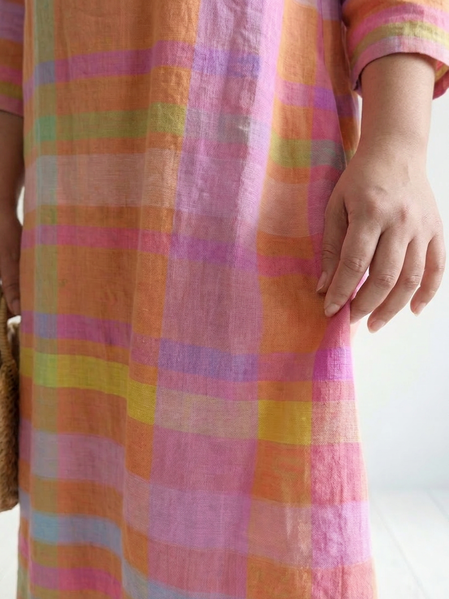 Jolie | Gemakkelijk Drape Stripe Midi Jurk