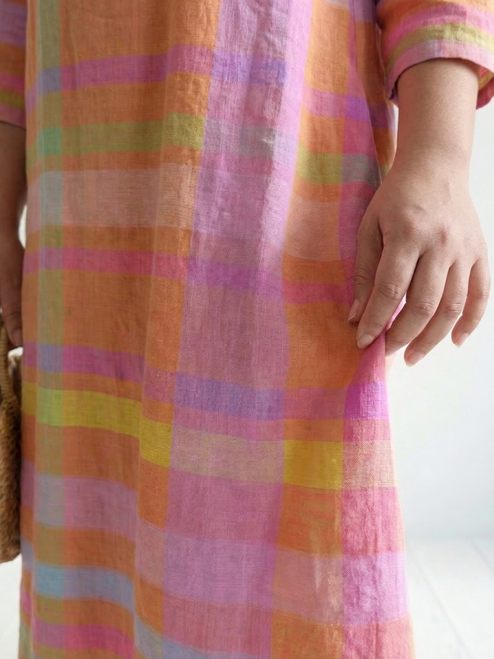 Jolie | Gemakkelijk Drape Stripe Midi Jurk
