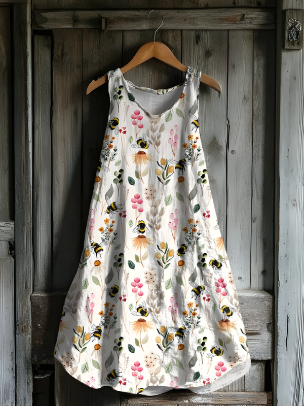 Amara - Wild Garden Bee Linnen Jurk