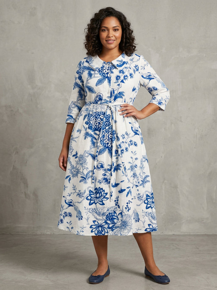 Olwen | Porseleinen Bloem Jurk