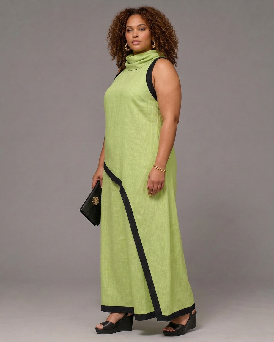 Genevieve | Mouwloze Gelaagde Top met Contrastafwerking en Brede Pantalon Set