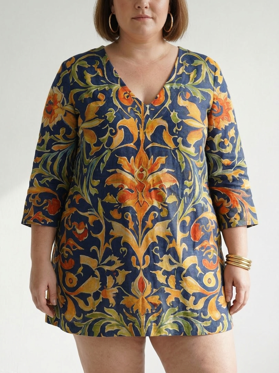 Laisa | Schoon Ornate Bloemen Midi Jurk