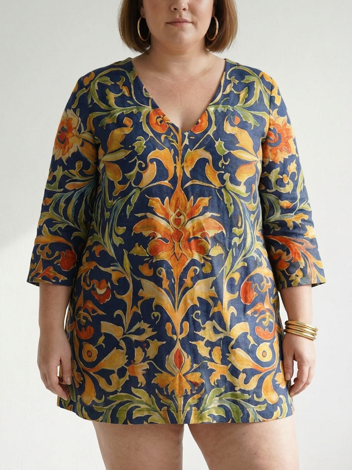 Laisa | Schoon Ornate Bloemen Midi Jurk