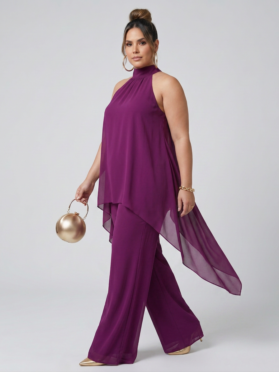 Fleur | Asymmetrische Tuniek Top Set met Wijde Broek