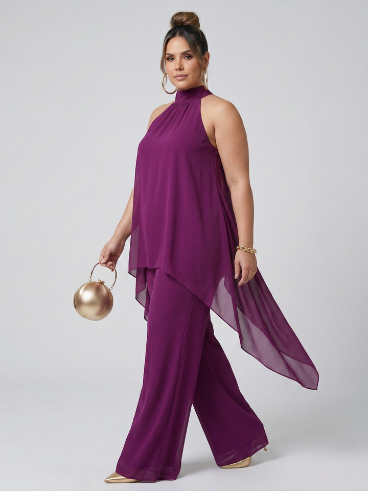Fleur | Asymmetrische Tuniek Top Set met Wijde Broek