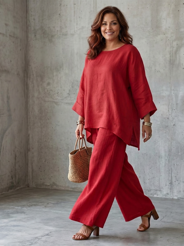Isabeau | Oversized Tuniek Met Brede Pantalon Set