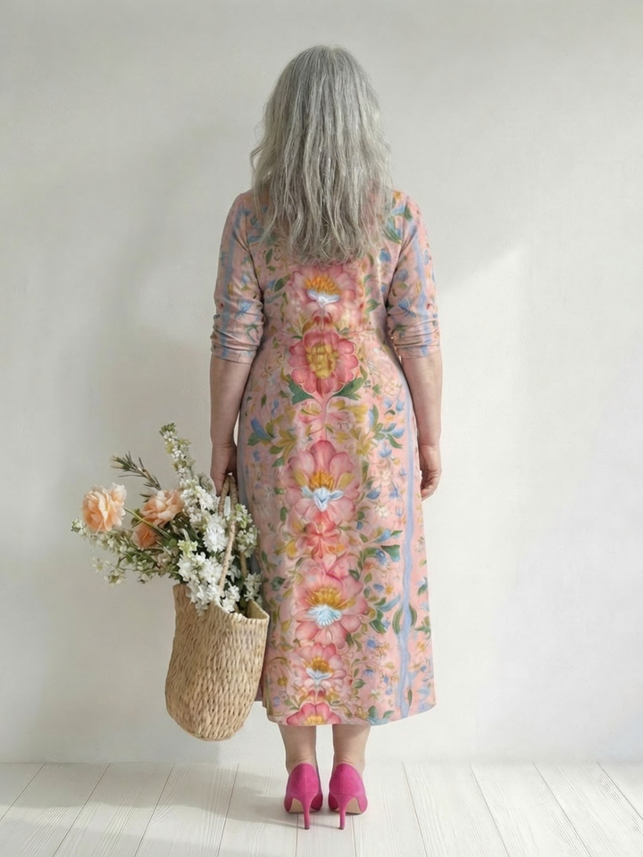 Lark | Licht Form Bloem Midi Jurk