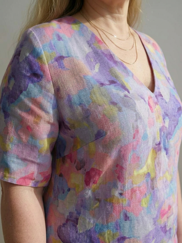 Faye | Abstracte Bloem Midi Jurk