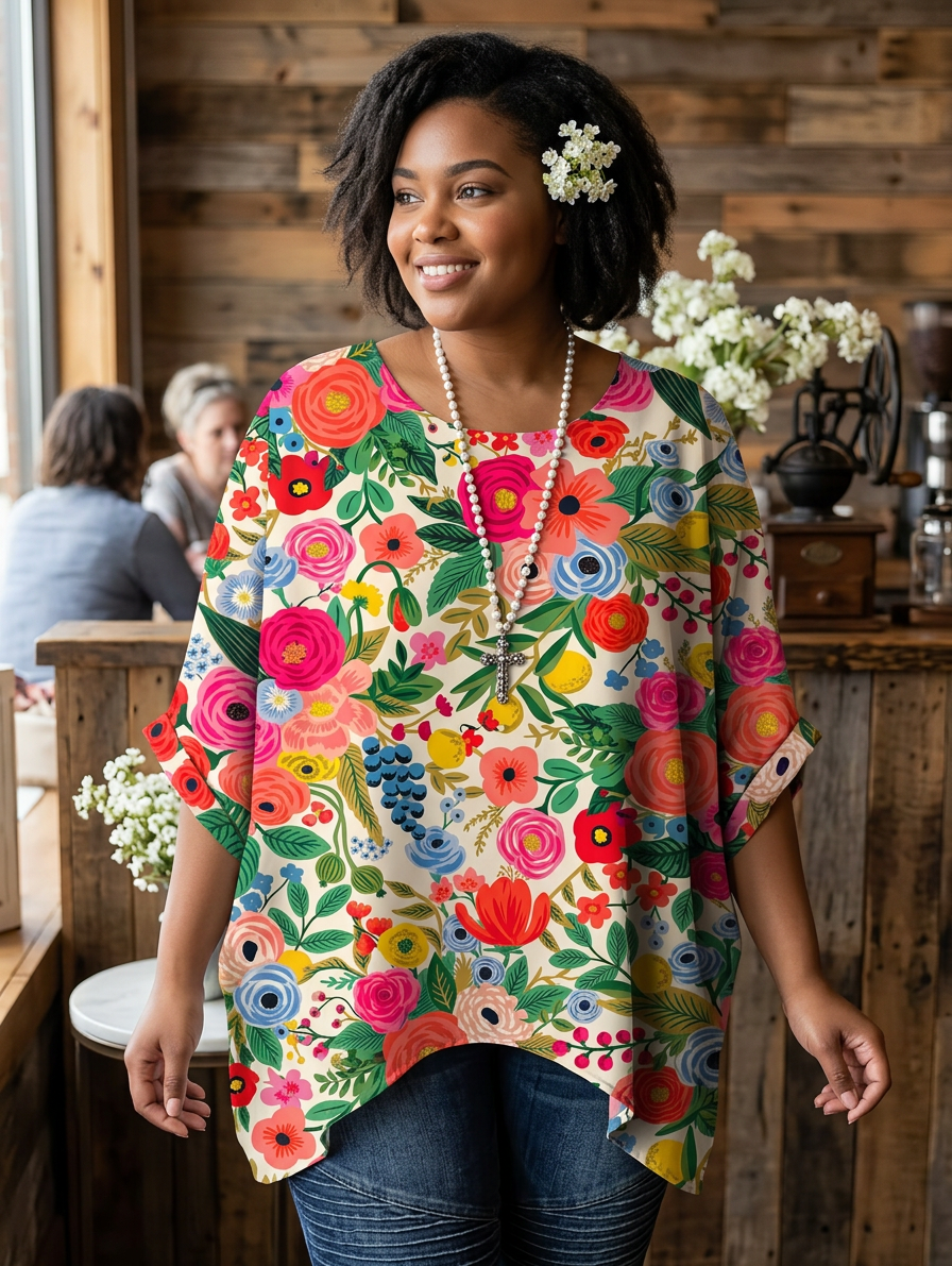 Fauna | Vintage Bohemian Bloemenprint Dames T-Shirt
