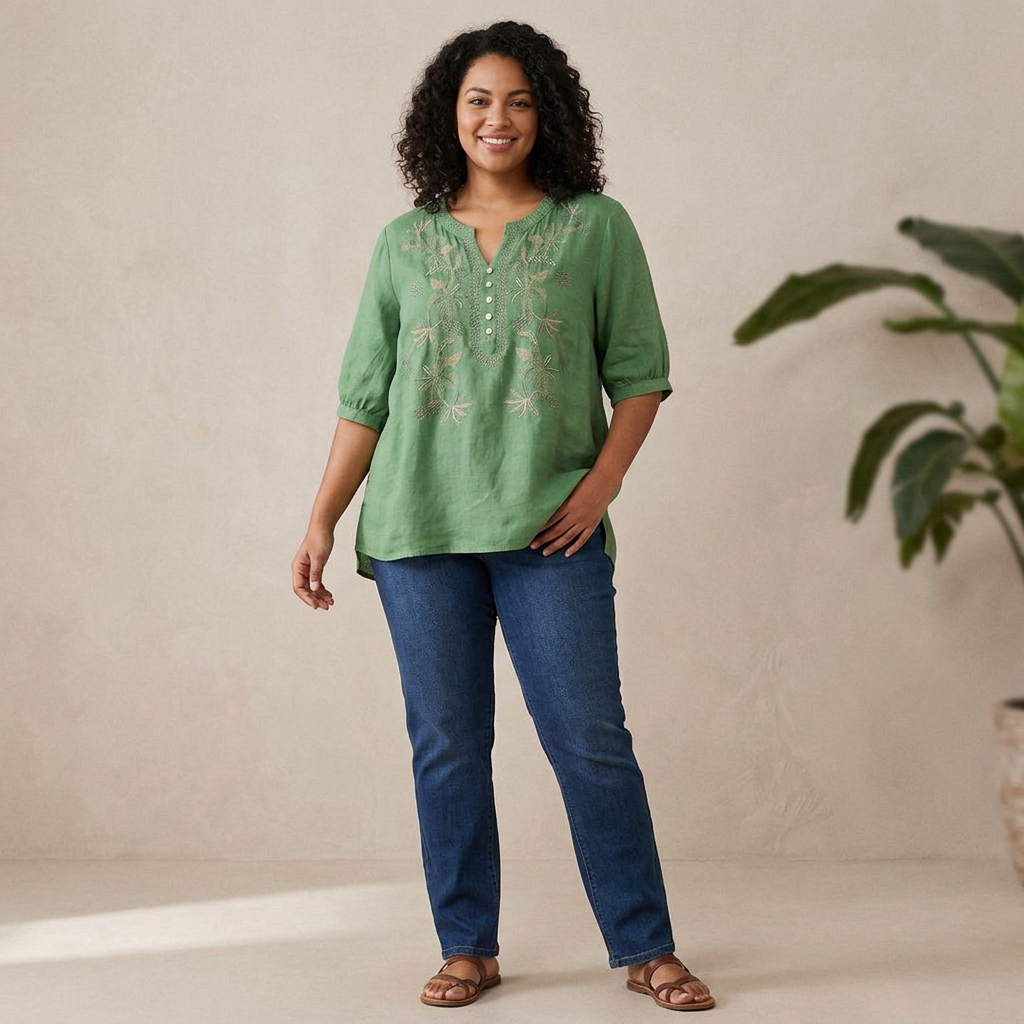 Fauna - Pure Katoenen Geborduurd Comfortabel Top