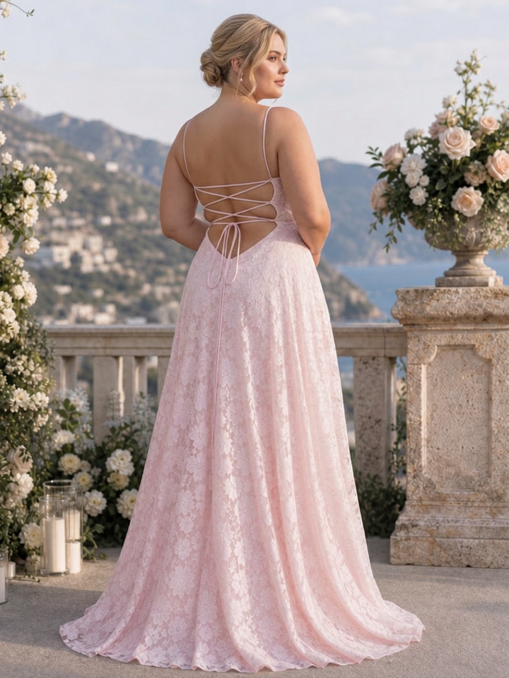 Noa | Spaghetti Strap Volle Kant Maxi Jurk