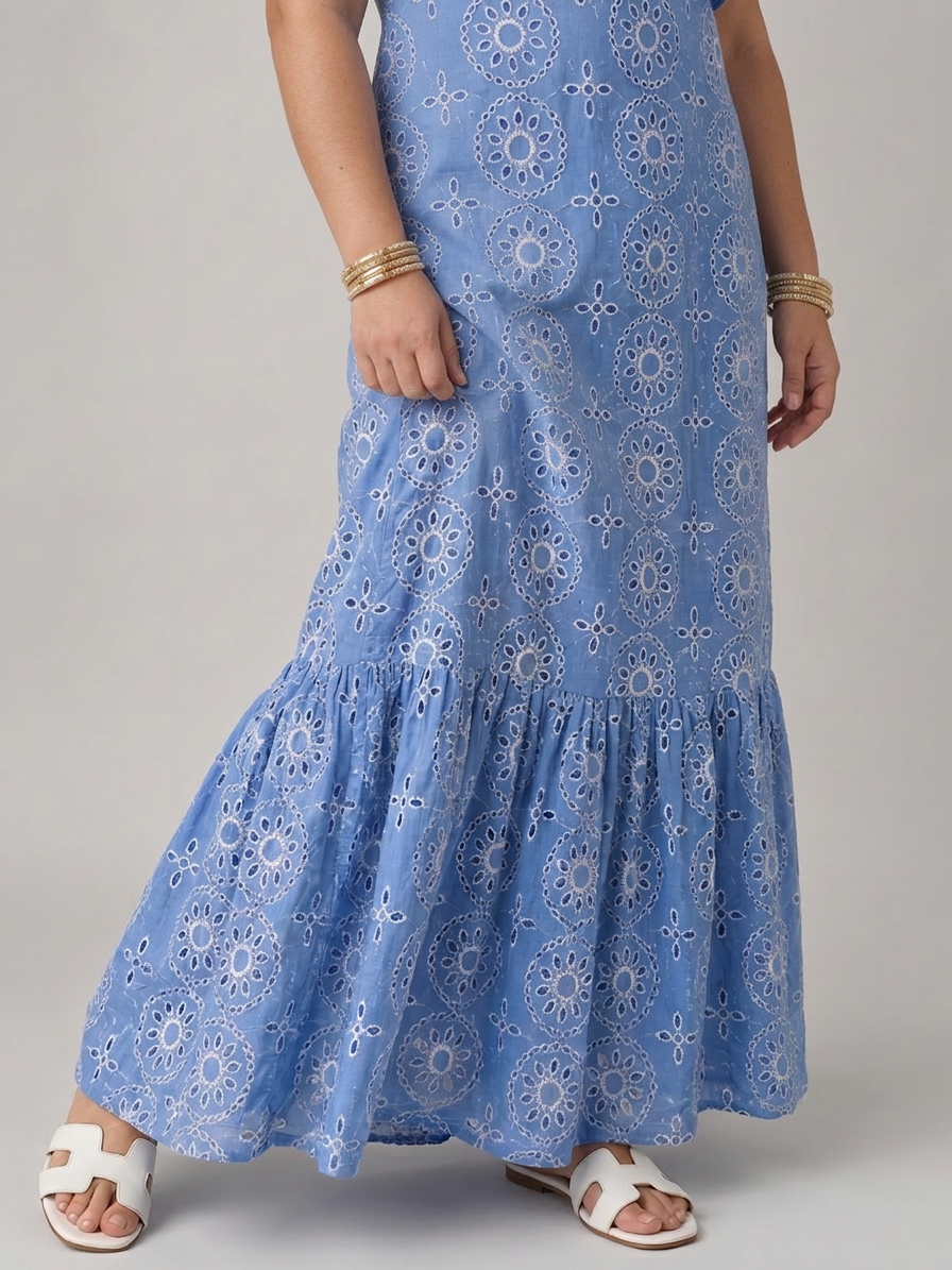 Ula | Mouwloze Maxi Jurk met Rimpeldetails