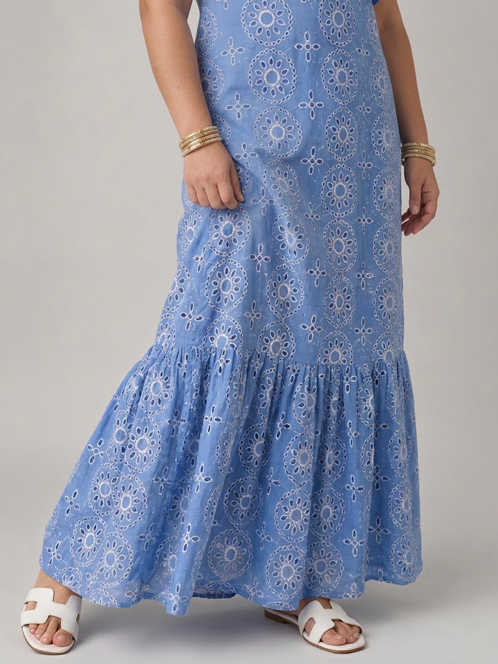 Ula | Mouwloze Maxi Jurk met Rimpeldetails