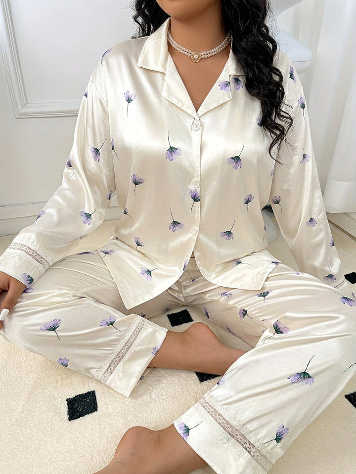 Bria | Bloemen Pyjama Set met Kant