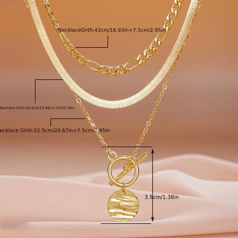 Anouk Textured Coin Gelaagde Ketting | Goud