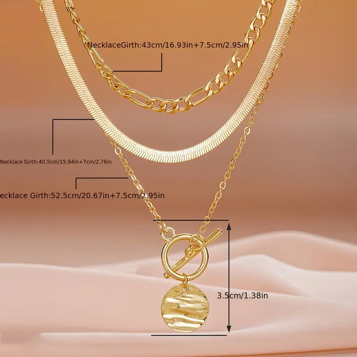 Anouk Textured Coin Gelaagde Ketting | Goud