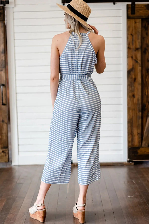 Olwen - Mooie Gestreepte Jumpsuit met Tailleband