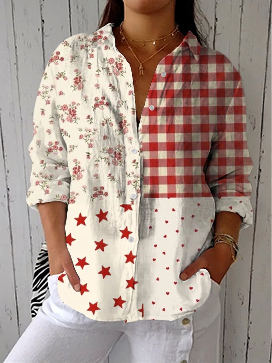 Gwen – Klassieke Patchwork Blouse