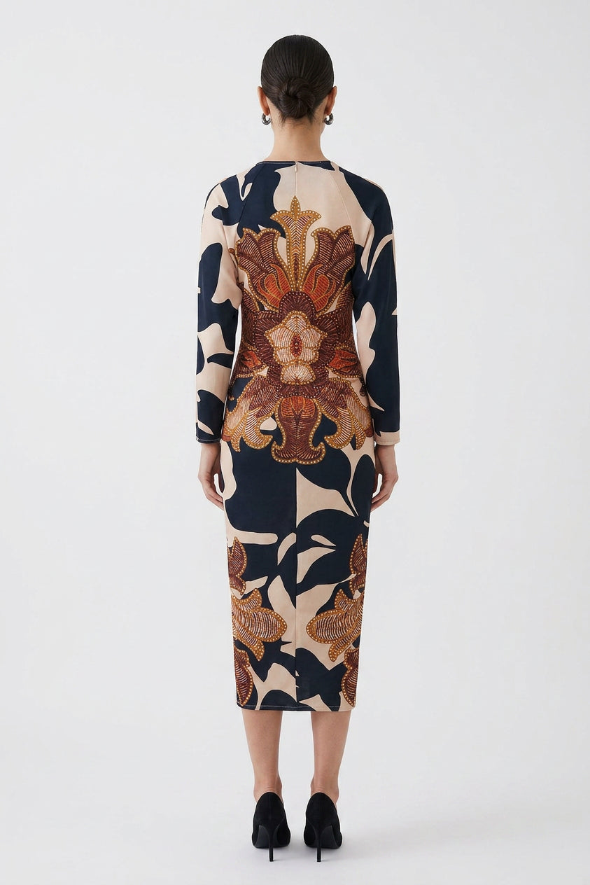 Signy | Sun Escape Unieke Print Dolman Midi Jurk