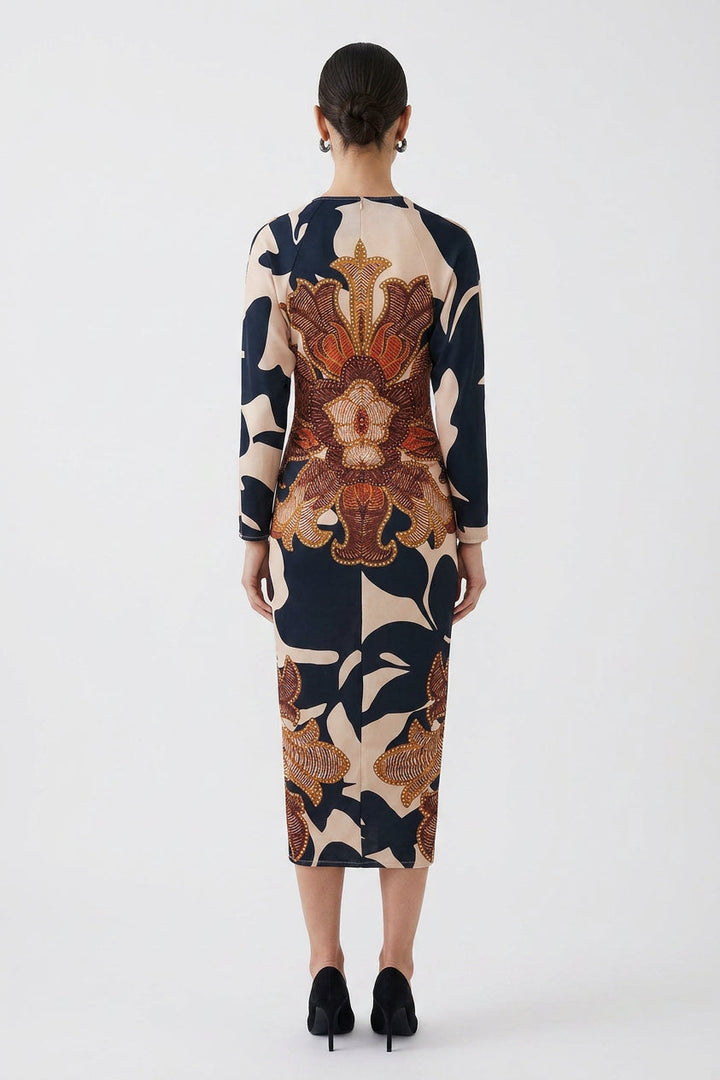 Signy | Sun Escape Unieke Print Dolman Midi Jurk