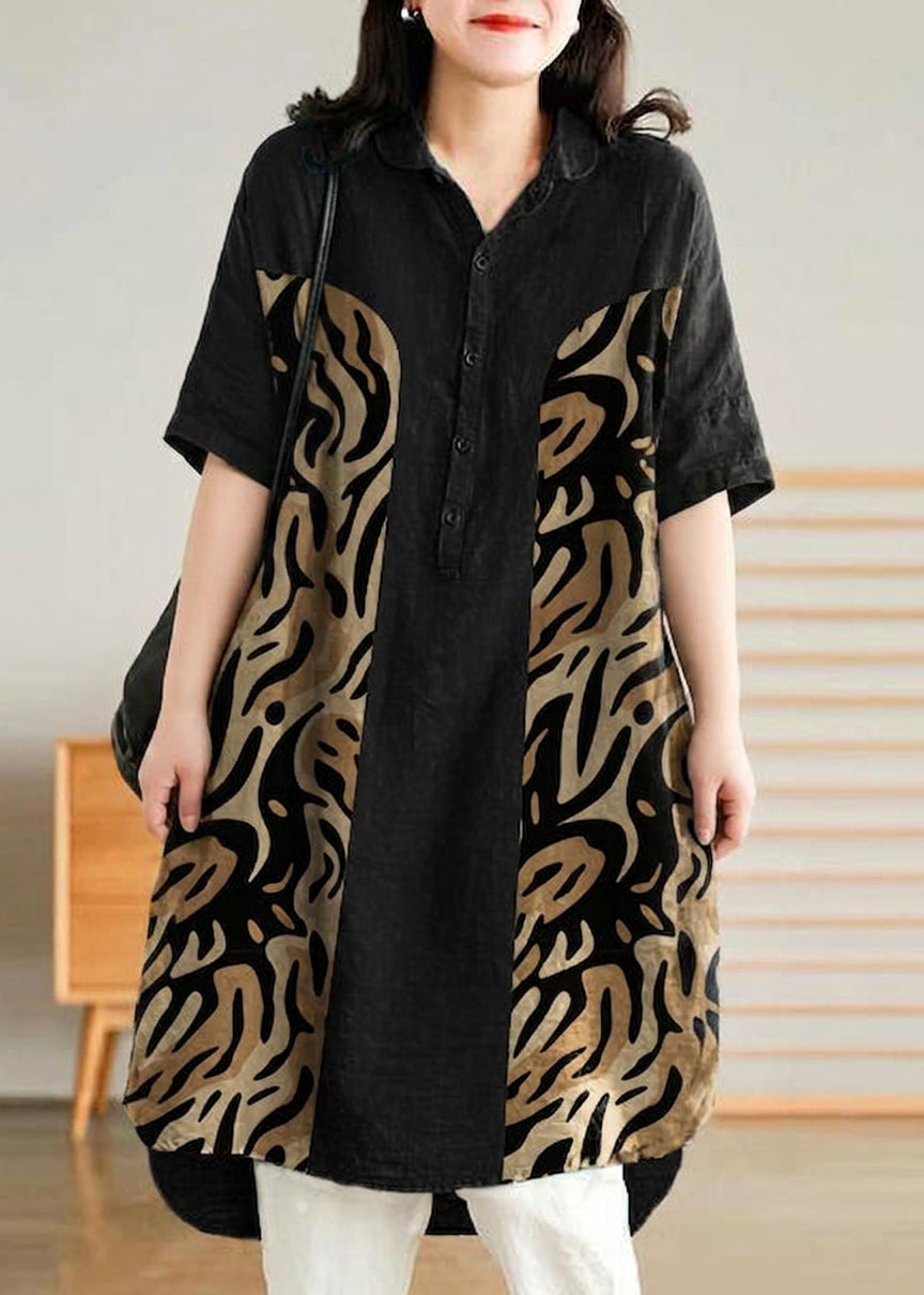 Sabine - Jade Groene Linnen Vrouwen Casual Linnen Shirt Jurk
