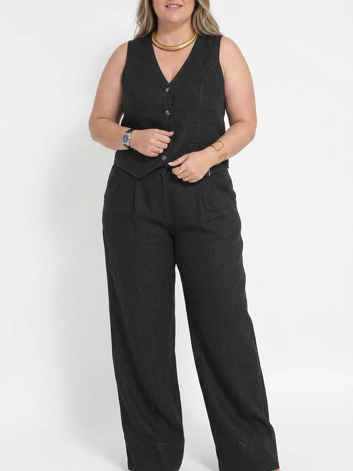 Seraphina – Co-ord Set Elegante Twee-delige Set Met Vest &amp; Broek Met Wijde Pijpen