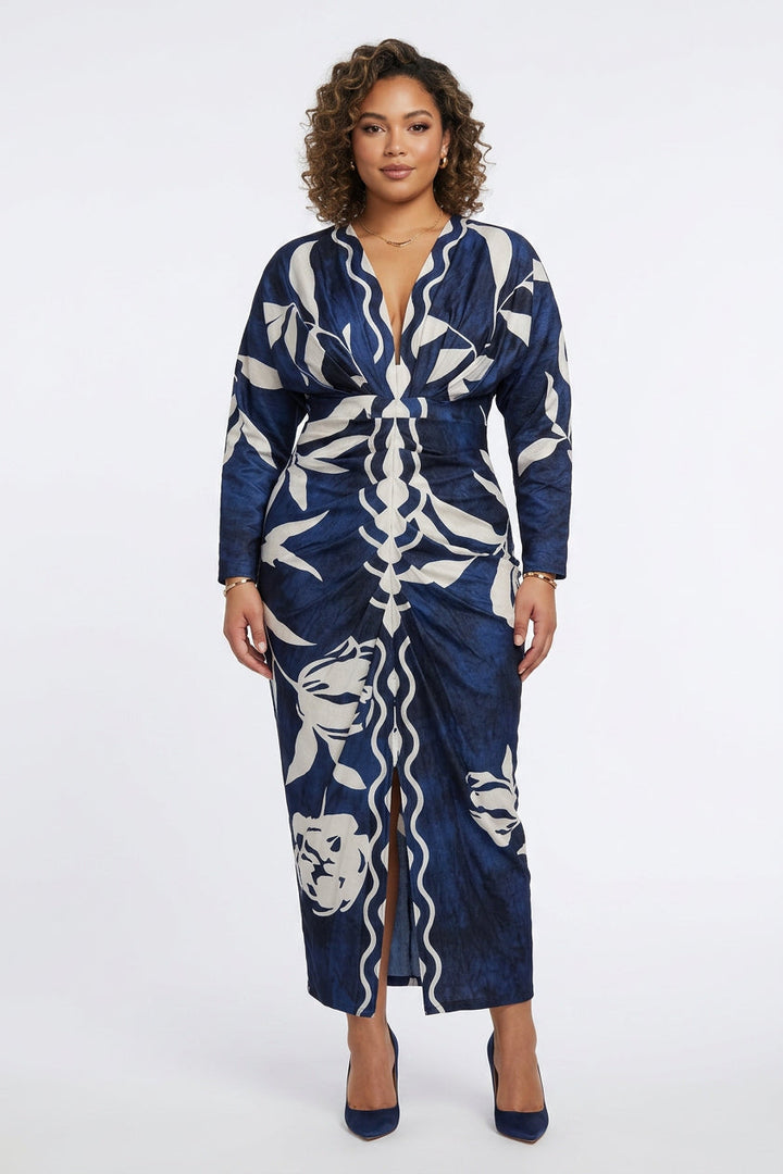 Signy | Sun Escape Unieke Print Dolman Midi Jurk