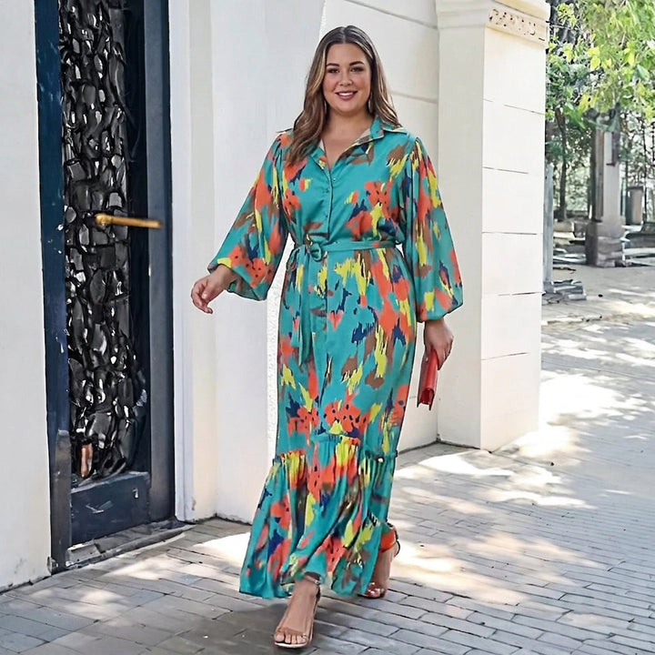 Jolie Geprinte Lapen Maxi Jurk: Elegante Vintage Flow