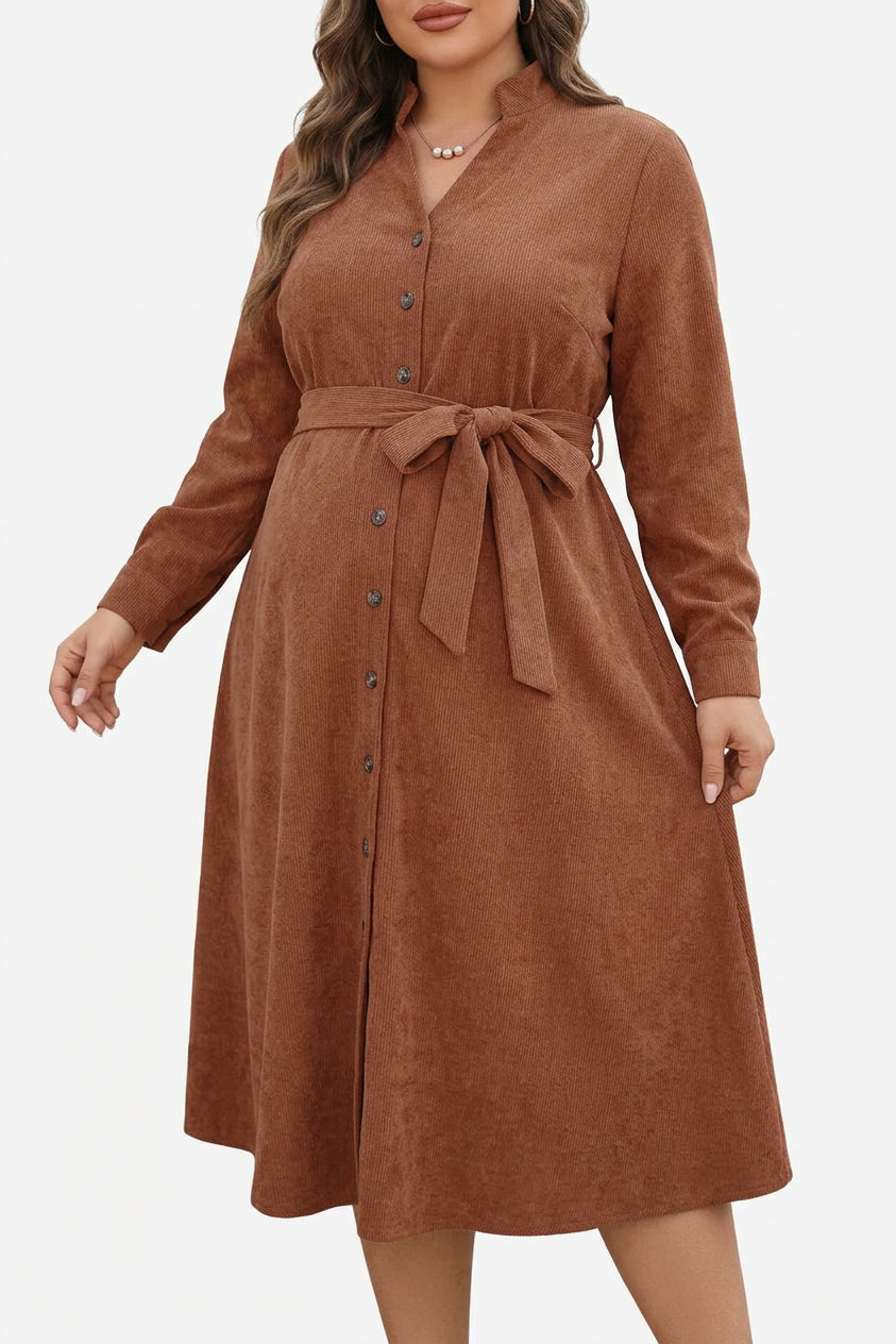 Nova - Corduroy Tailleband Jurk