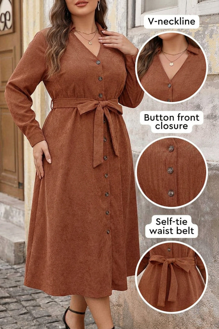 Nova - Corduroy Tailleband Jurk