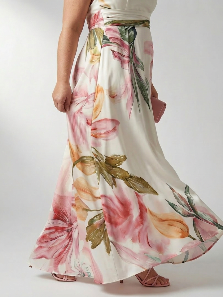 Rhea | Lichte Bloemen Maxi Jurk