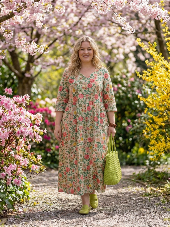 Solveig | Midi-jurk met verspreide bloemen