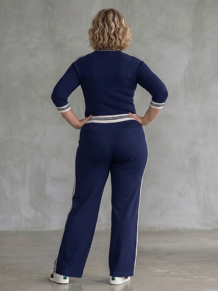 Alma | Fitted Lange Mouwen Top Brede Pantalon Set