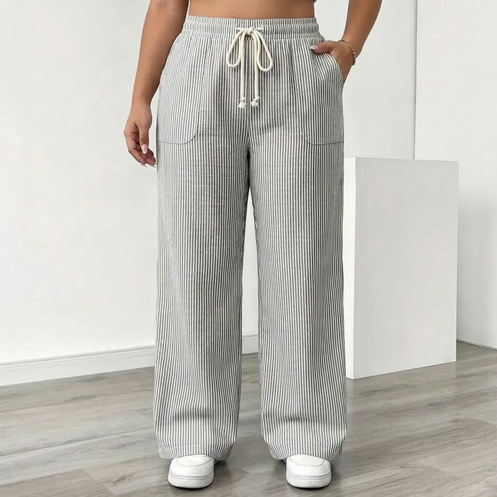 Saffraan | Gestreepte Broek Met Zakken