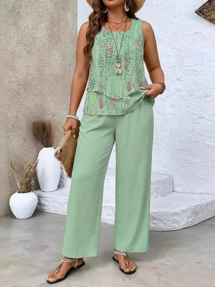 Ysolde | Mouwloze Top en Brede-Pantalon Set